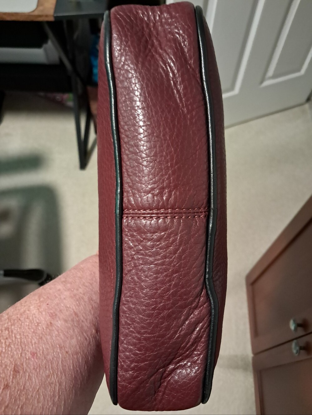 Michael Kors Pebbled Burgundy Leather Crossbody with Chain Strap - Picture 4 of 4